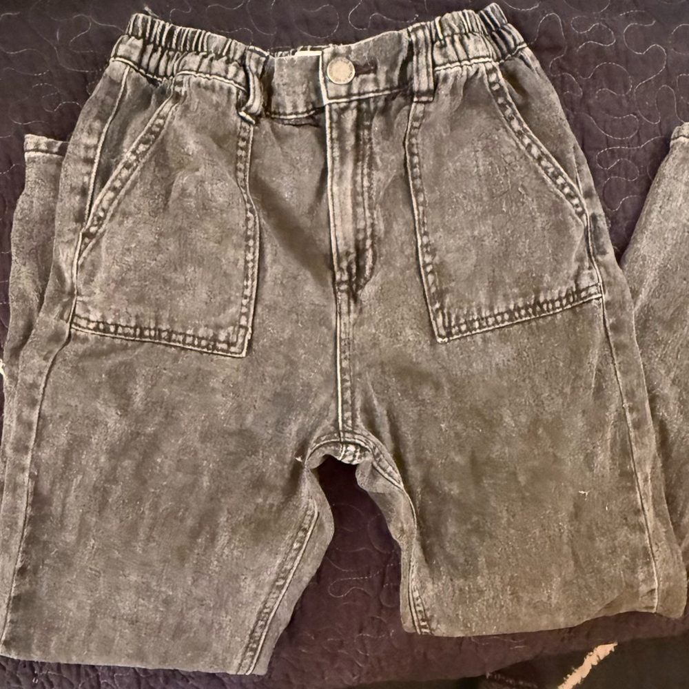 Cotton On Kids Washed Denim Gray Snap waist Jeans